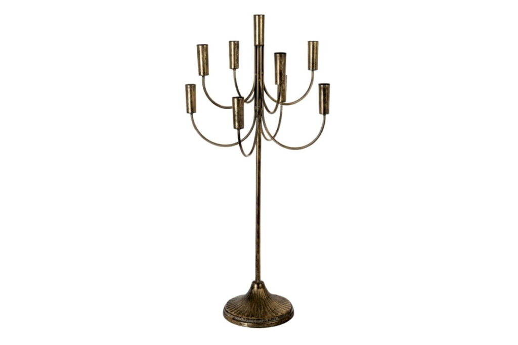 Chandelier Métal Doré Vieilli 8 Branches - 01
